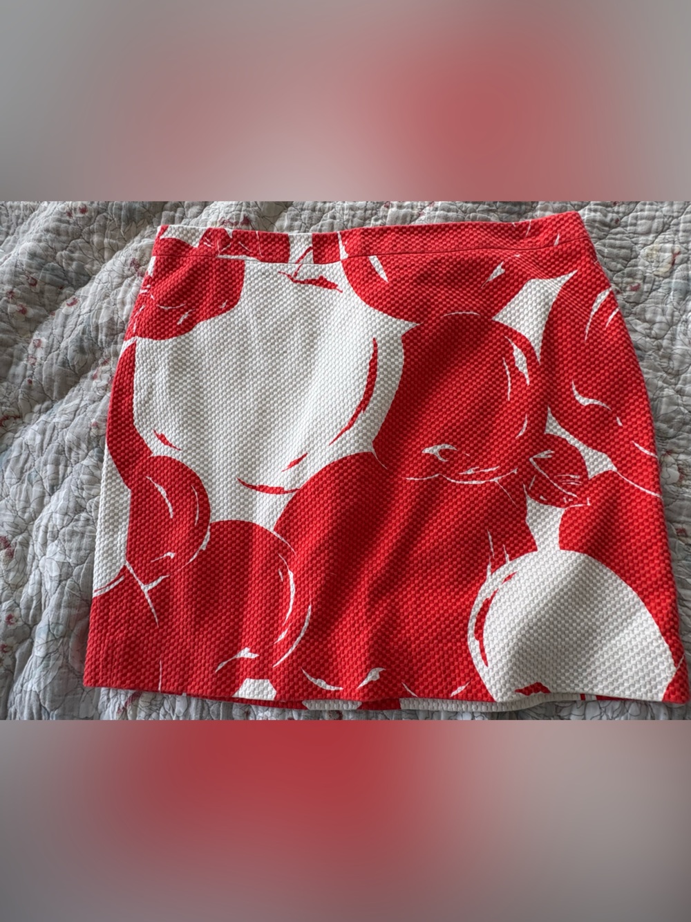 J. Crew Light Coral  Apple Print Skirt